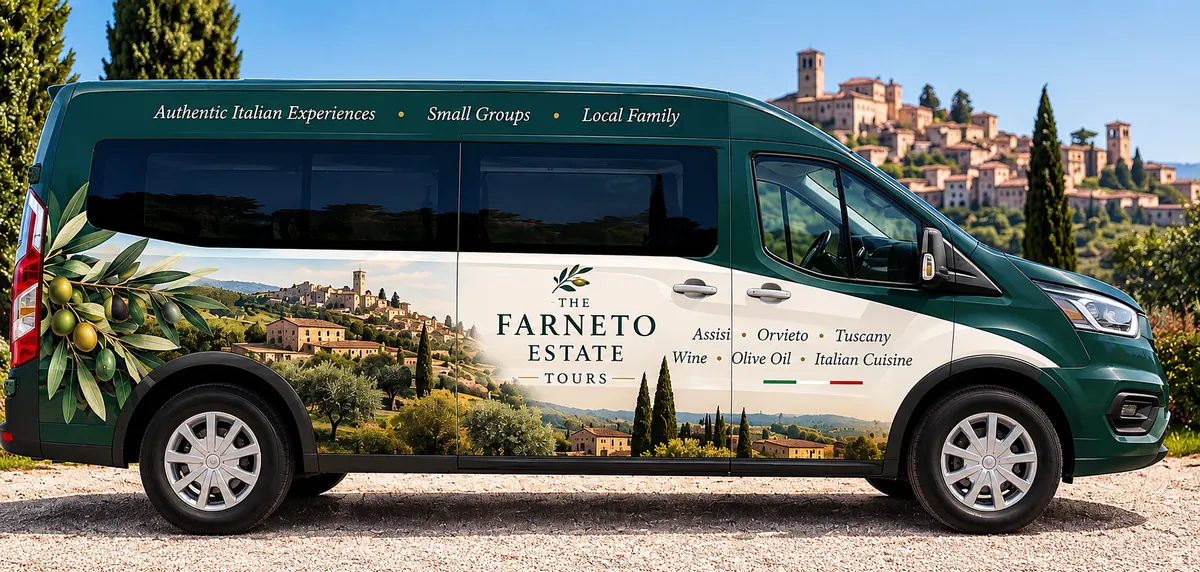 Farneto Estate Tours green van, side view